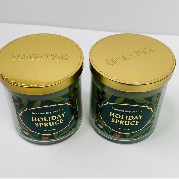 2 OpalHouse Holiday Spruce Glass Jar Candle 15.1oz - Picture 3 of 5